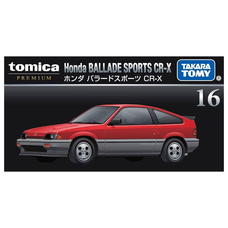 Takara Tomy Tomica Premium 16 Honda Ballade Sports CR-X Die-cast Car (1:62, Red/Gray) - Image 1